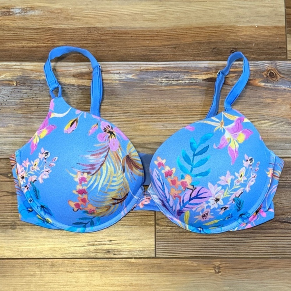 Soma Blue Floral Embraceable Tailored Push Up Bra Size 38DD
